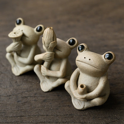 Handmade Ceramic Small Frog Incense Stick Holder