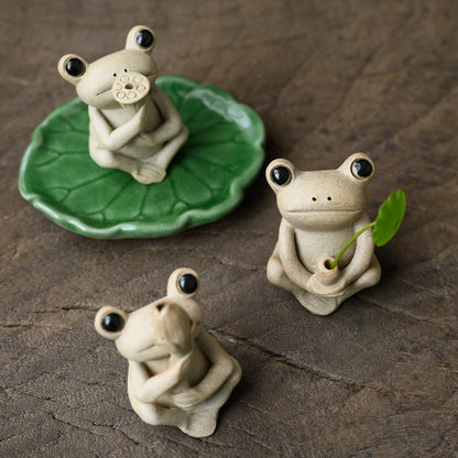 Handmade Ceramic Small Frog Incense Stick Holder