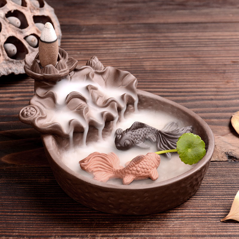 Red and Black Koi Fish Incense Holder