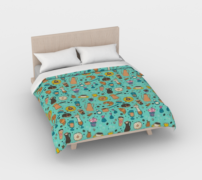 Karma Kustoms All about Coffee Duvet Cover
