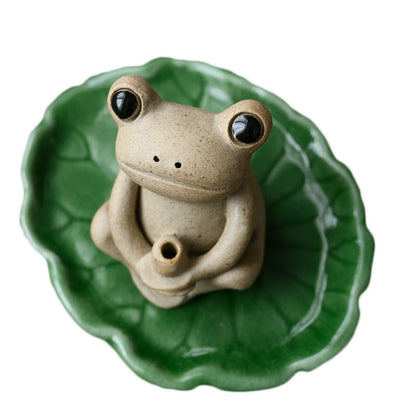 Handmade Ceramic Small Frog Incense Stick Holder