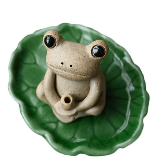 Handmade Ceramic Small Frog Incense Stick Holder