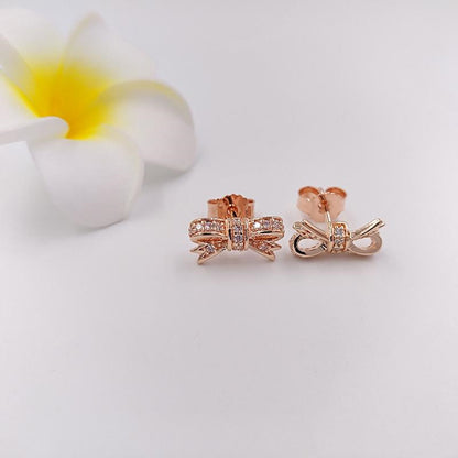 Rose Gold Plated Bow Stud Earrings