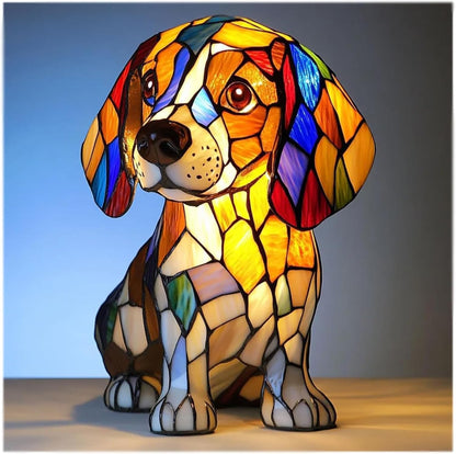 Stained Glass Dog Lamp