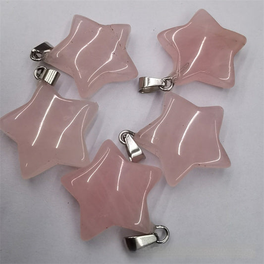 Natural Stone Crystal Five-pointed Star Pendant