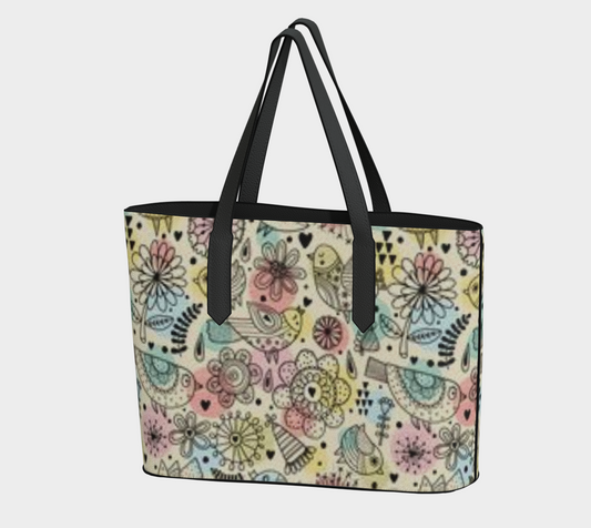 Karma Kustoms-Vegan Leather-Tote Bag-Colorful Birds