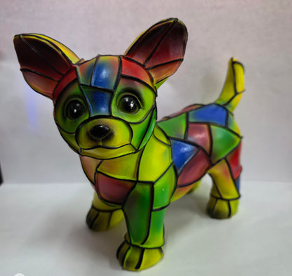 Stained Glass Dog Lamp