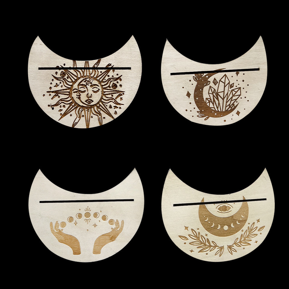 Wooden Moon-shaped Tarot Card Holder