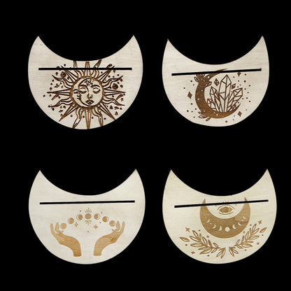 Wooden Moon-shaped Tarot Card Holder