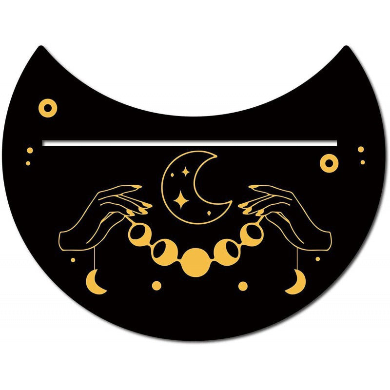 Black New Moon Shape Wooden Tarot Card Clamp Bracket Base Decoration