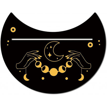 Black New Moon Shape Wooden Tarot Card Clamp Bracket Base Decoration