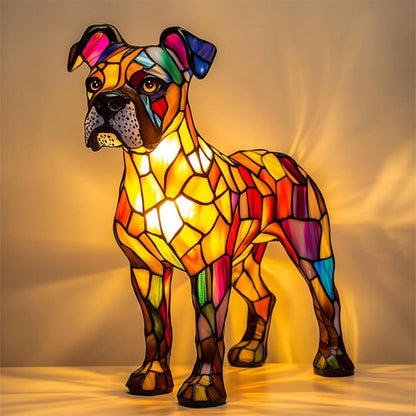 Stained Glass Dog Lamp