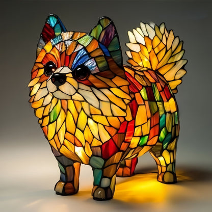 Stained Glass Dog Lamp