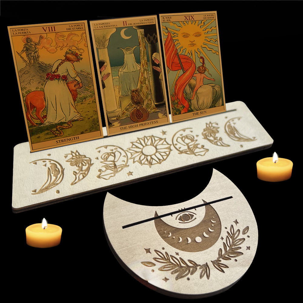 Wooden Moon-shaped Tarot Card Holder