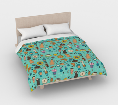 Karma Kustoms All about Coffee Duvet Cover