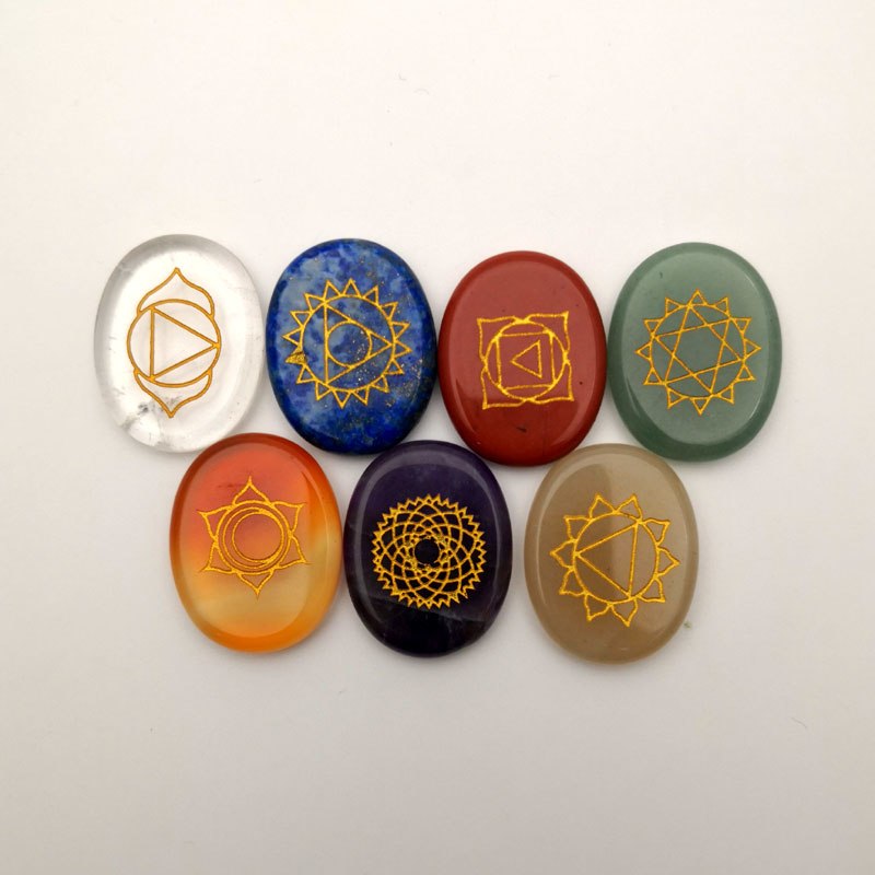 Natural Stone carved Chakra Reiki 7 Chakra Stone