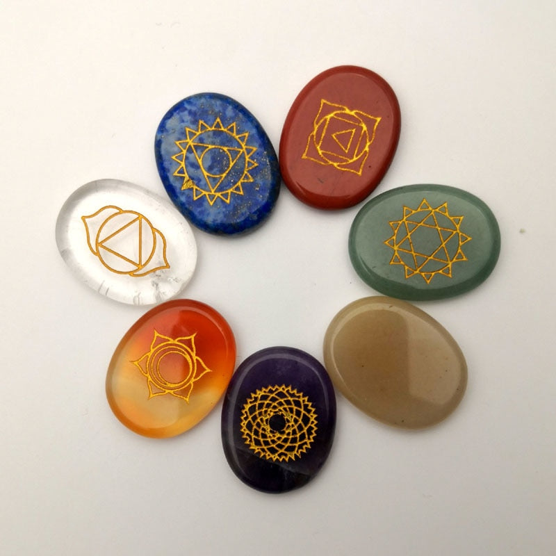 Natural Stone carved Chakra Reiki 7 Chakra Stone