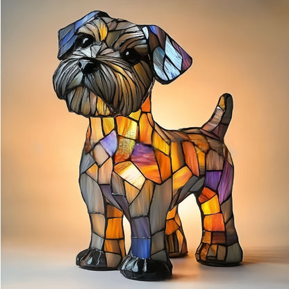 Stained Glass Dog Lamp