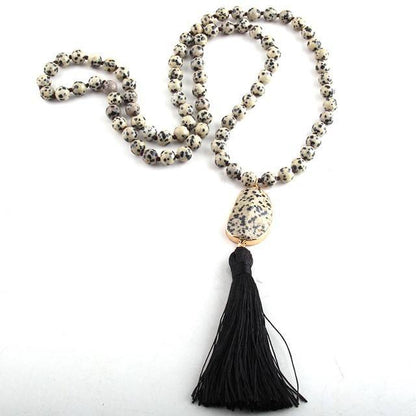 Bohemian Tribal Jewelry Natural Stones Long Knotted