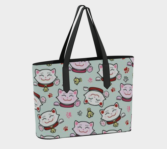 Karma Kustoms-Vegan Leather Tote Bag-Lucky Kitties