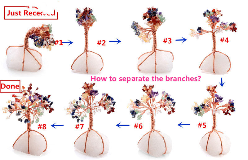 Tree Ornament With Natural Rose Quartz Tumbled Stones