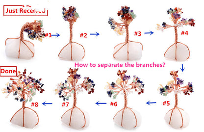 Tree Ornament With Natural Rose Quartz Tumbled Stones