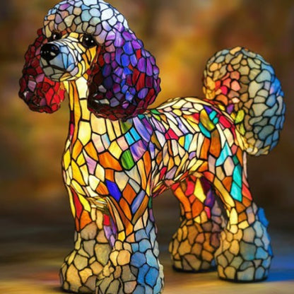 Stained Glass Dog Lamp