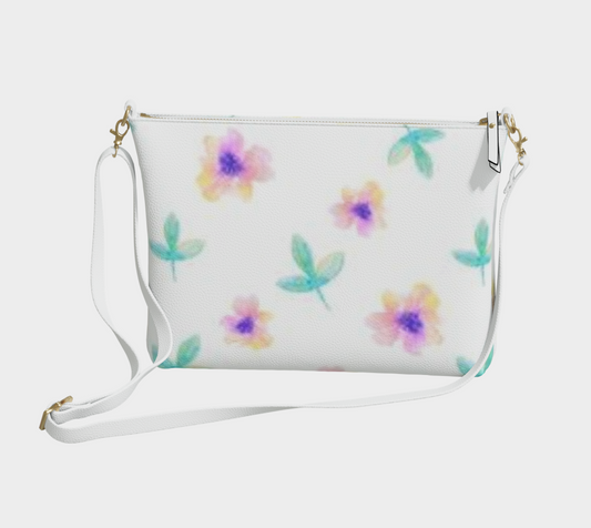Karma Kustoms-Vegan Leather-Crossbody Purse-Watercolor Florals