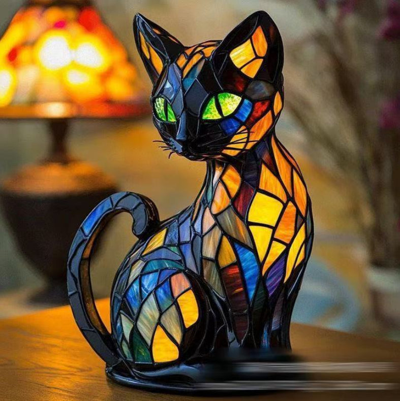 Stained Glass Dog Lamp