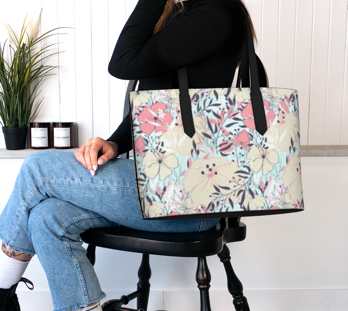 Karma Kustoms-VEGAN LEATHER-Tote Bag-Florals