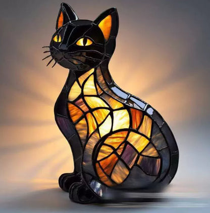 Stained Glass Dog Lamp