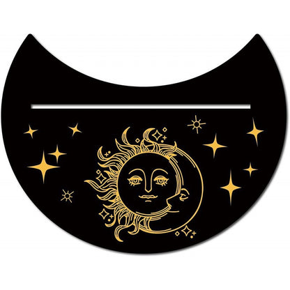 Black New Moon Shape Wooden Tarot Card Clamp Bracket Base Decoration