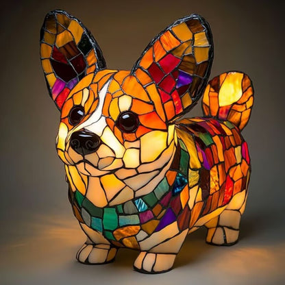 Stained Glass Dog Lamp