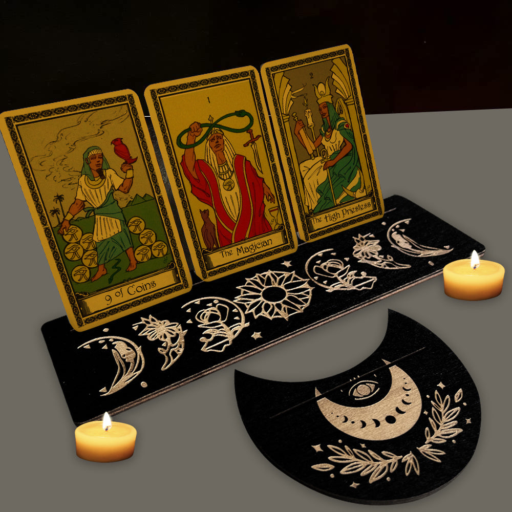 Wooden Moon-shaped Tarot Card Holder