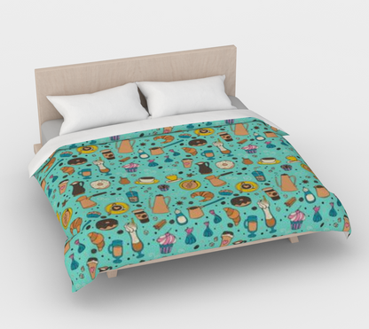 Karma Kustoms All about Coffee Duvet Cover