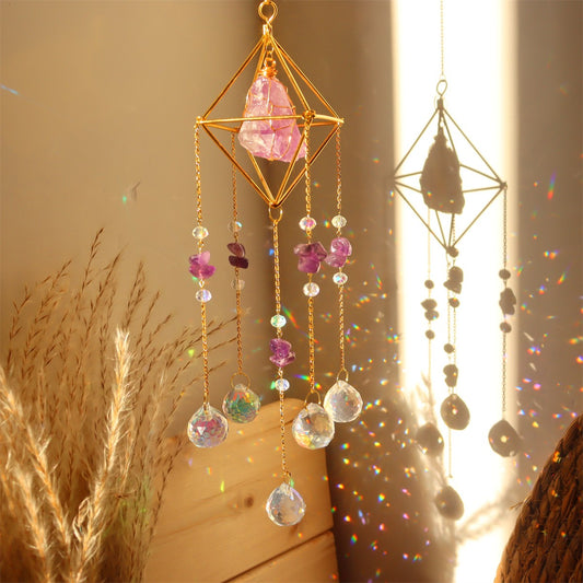 Natural Stone Crystal Ball Wind Chime Pendant