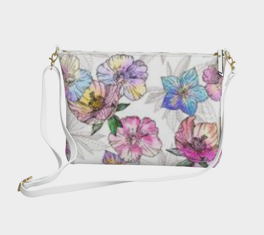 Karma Kustoms-Vegan Leather-Crossbody Purse-Watercolor Florals