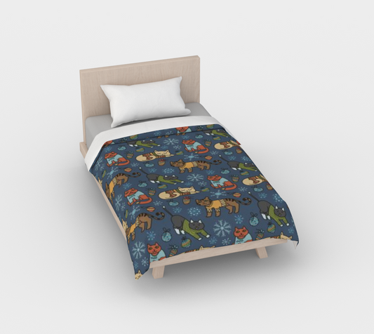 Karma Kustoms Christmas Kitty Duvet Cover