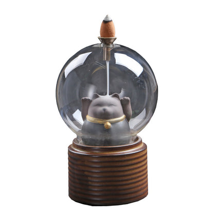 Lucky Cat Back Flow Incense Holder