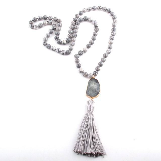 Bohemian Tribal Jewelry Natural Stones Long Knotted