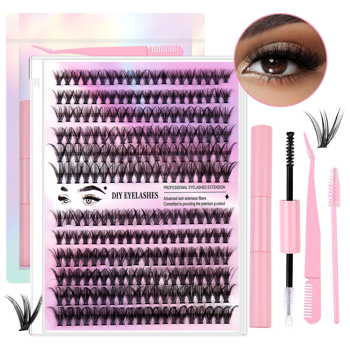 12 Rows Of 30D Plus 40D Clusters Of 240 Segmented Lashes Set